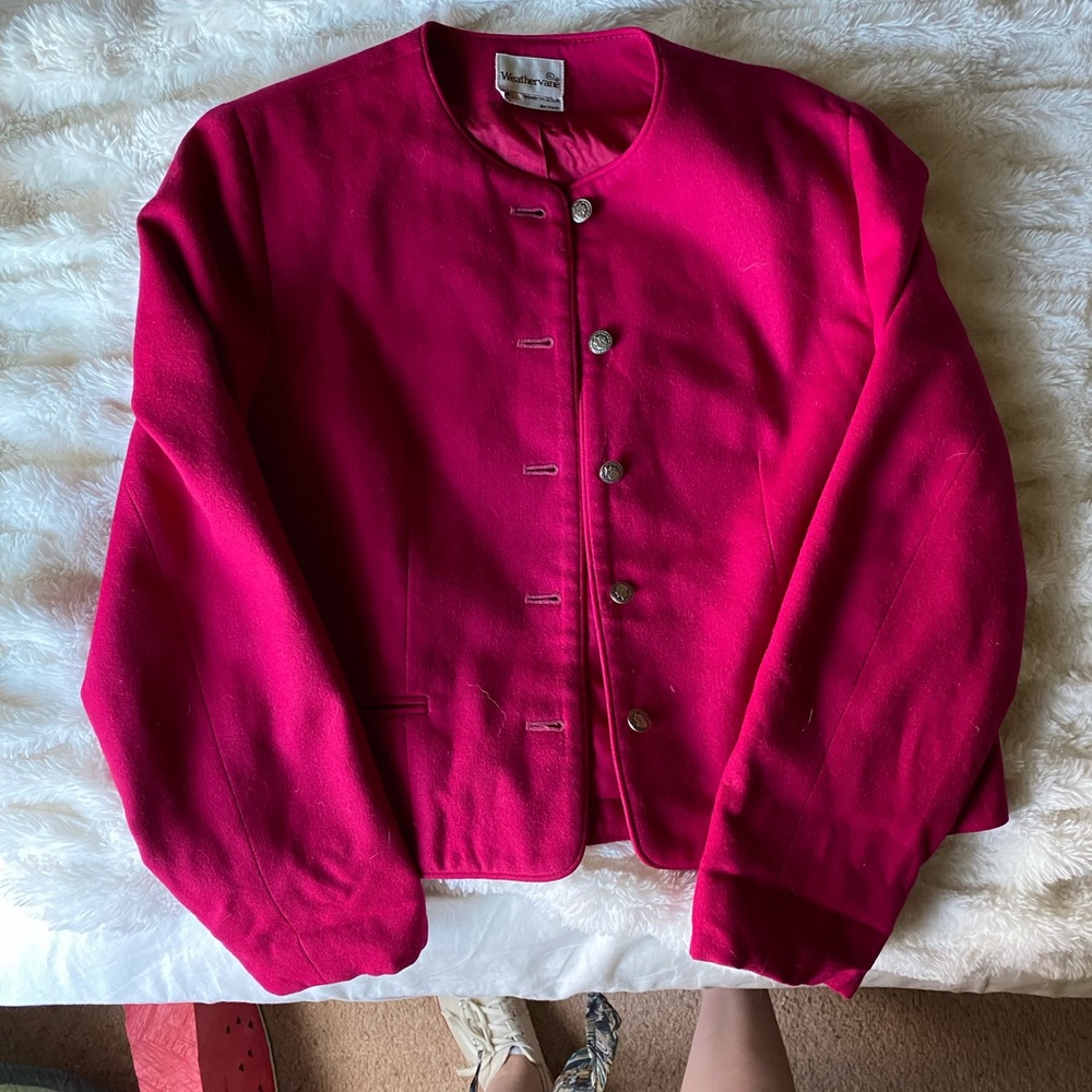 STUNNING Vintage Raspberry Wool Blazer!!
